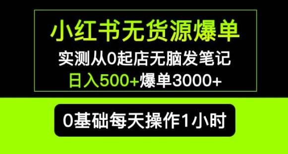 小红书无货源爆单实测从0起店无脑发笔记爆单3000+长期项目可多店-久久资源库