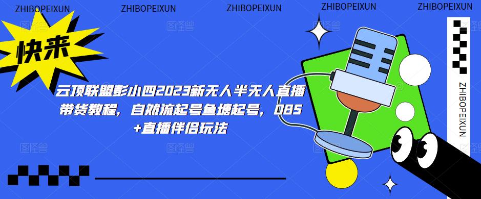 云顶联盟彭小四2023新无人半无人直播带货教程，自然流起号鱼塘起号，OBS+直播伴侣玩法-久久资源库