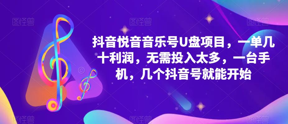 抖音音乐号U盘项目，一单几十利润，无需投入太多，一台手机，几个抖音号就能开始-久久资源库