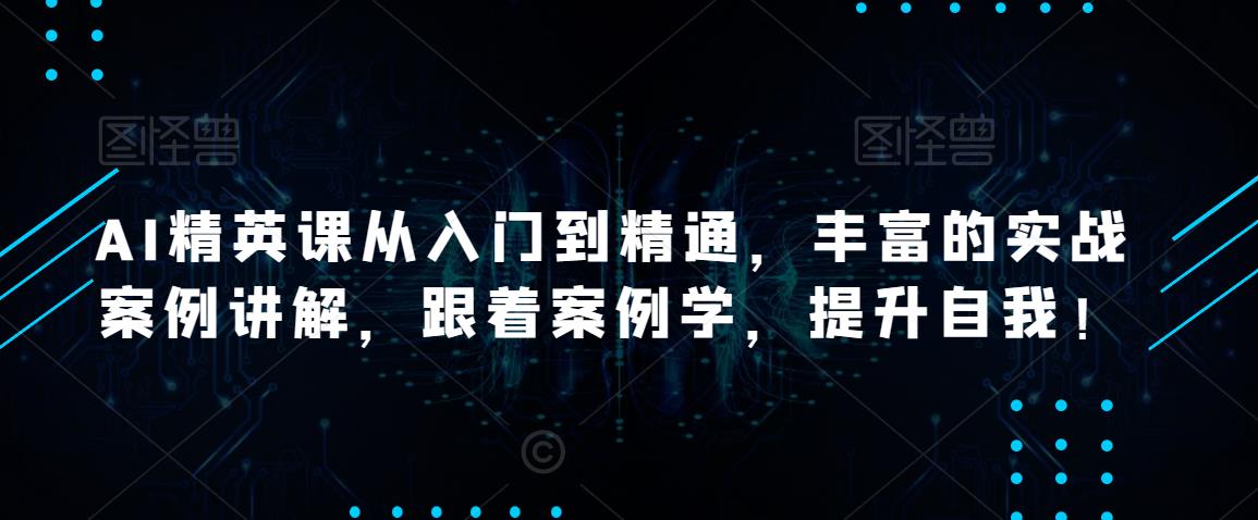 AI精英课从入门到精通，丰富的实战案例讲解，跟着案例学，提升自我！-久久资源库