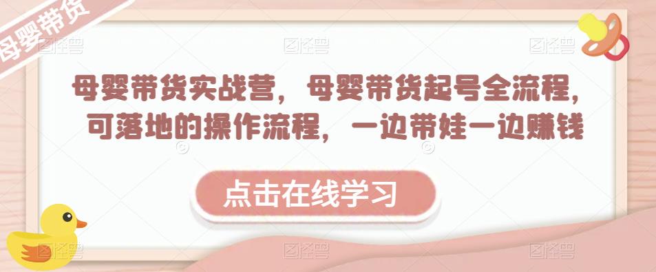 母婴带货实战营，母婴带货起号全流程，可落地的操作流程，一边带娃一边赚钱（附素材）-久久资源库