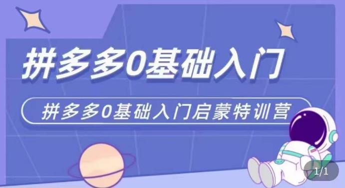 拼多多运营0-1实操特训营，拼多多0基础入门，从基础到进阶的可实操玩法-久久资源库