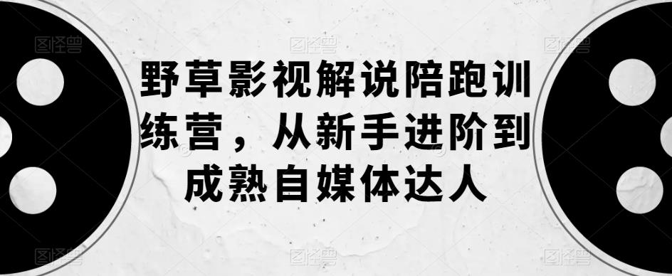 野草影视解说陪跑训练营，从新手进阶到成熟自媒体达人-久久资源库