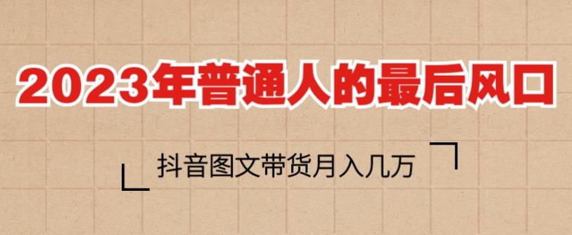 2023年普通人的最后风口，抖音图文带货月入几万，只需一部手机即可操作-久久资源库