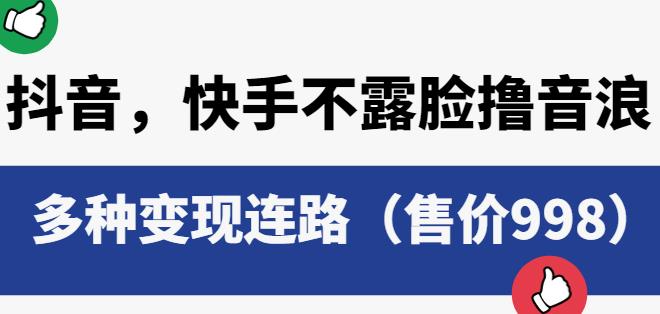 抖音快手不露脸撸音浪项目，多种变现连路（售价998）-久久资源库