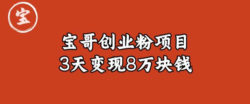 宝哥IP图文创业粉引流项目实战分享：单个账号3天涨粉1万，变现8万块钱（图文教程）【揭秘】-久久资源库
