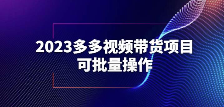 2023多多视频带货项目，可批量操作【保姆级教学】【揭秘】-久久资源库