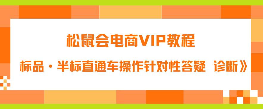 松鼠会电商VIP教程：松鼠《付费推广标品·半标直通车操作针对性答疑&诊断》-久久资源库