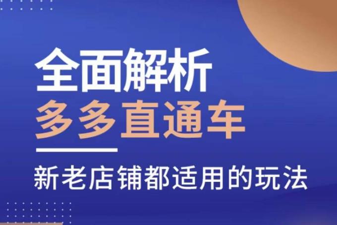 全面解析多多直通车，​新老店铺都适用的玩法-久久资源库