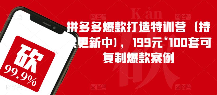 拼多多爆款打造特训营（持续更新中)，199元*100套可复制爆款案例-久久资源库