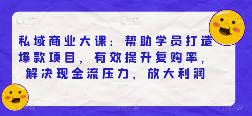 私域商业大课：帮助学员打造爆款项目，有效提升复购率，解决现金流压力，放大利润-久久资源库