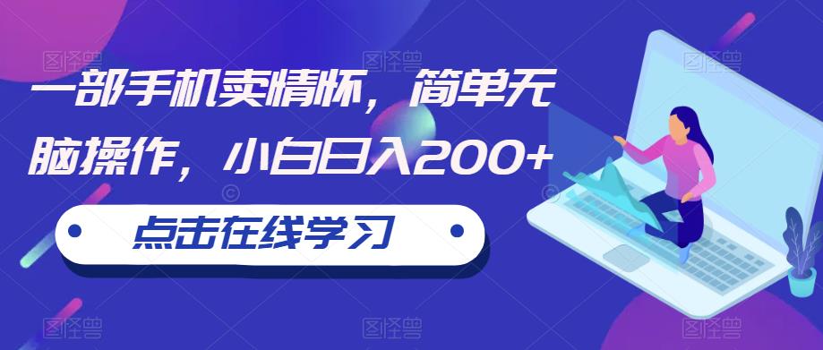 一部手机卖情怀，简单无脑操作，小白日入200+【揭秘】-久久资源库