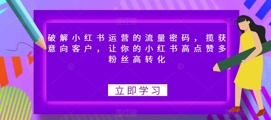 破解小红书运营的流量密码，揽获意向客户，让你的小红书高点赞多粉丝高转化-久久资源库