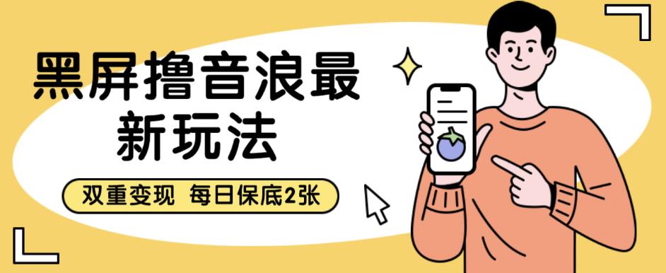 黑屏撸音浪最新玩法，双重变现，每日保底2张【揭秘】-久久资源库