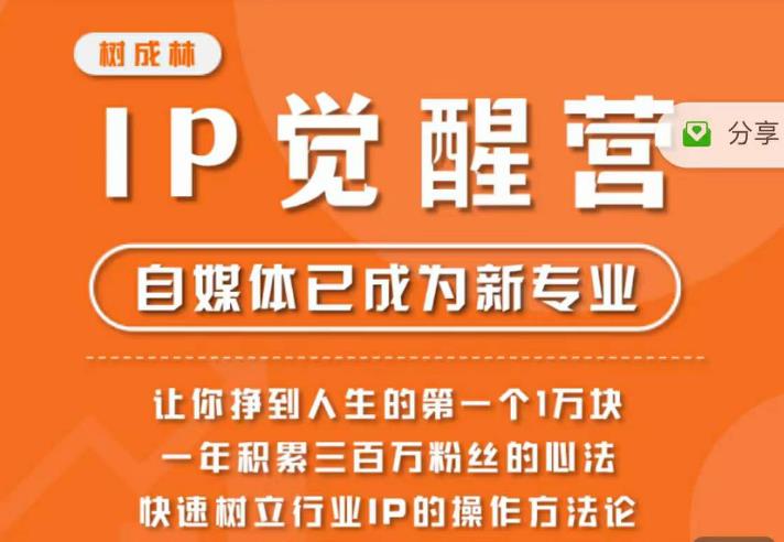 树成林·IP觉醒营，快速树立行业IP的操作方法论，让你赚到人生的第一个1万块-久久资源库