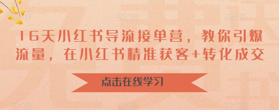 16天小红书导流接单营，教你引爆流量，在小红书精准获客+转化成交-久久资源库