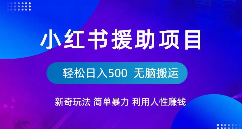 小红书援助项目新奇玩法，简单暴力，无脑搬运轻松日入500【揭秘】-久久资源库