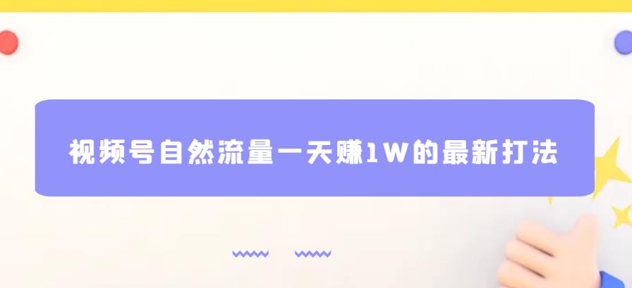 视频号自然流量一天赚1W的最新打法，基本0投资【揭秘】-久久资源库