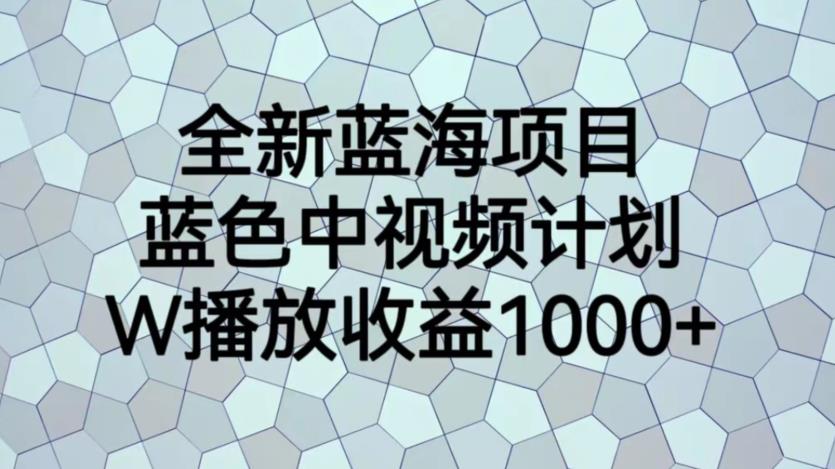 全新蓝海项目，蓝色中视频计划，1W播放量1000+【揭秘】-久久资源库