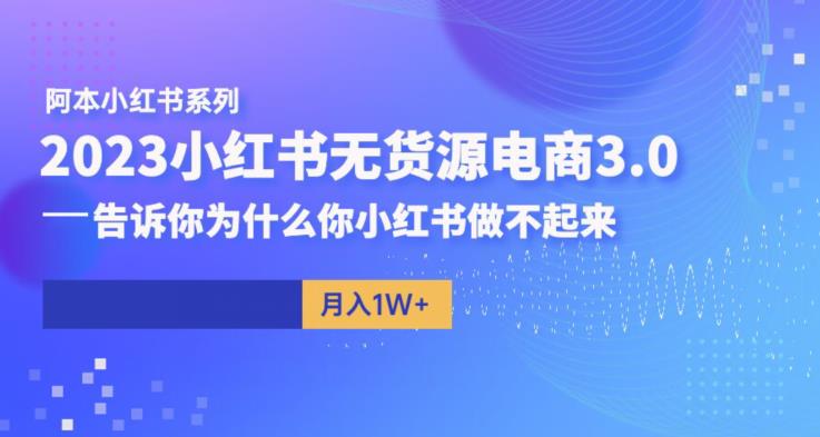 阿本小红书无货源电商3.0，告诉你为什么你小红书做不起来-久久资源库