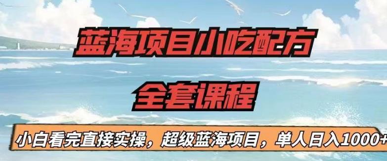 蓝海项目小吃配方全套课程，小白看完直接实操，单人日入1000+【揭秘】-久久资源库
