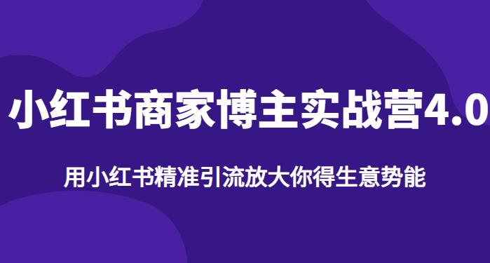 【推荐】小红书商家博主精准引流实战营4.0，用小红书放大你的生意势能-久久资源库
