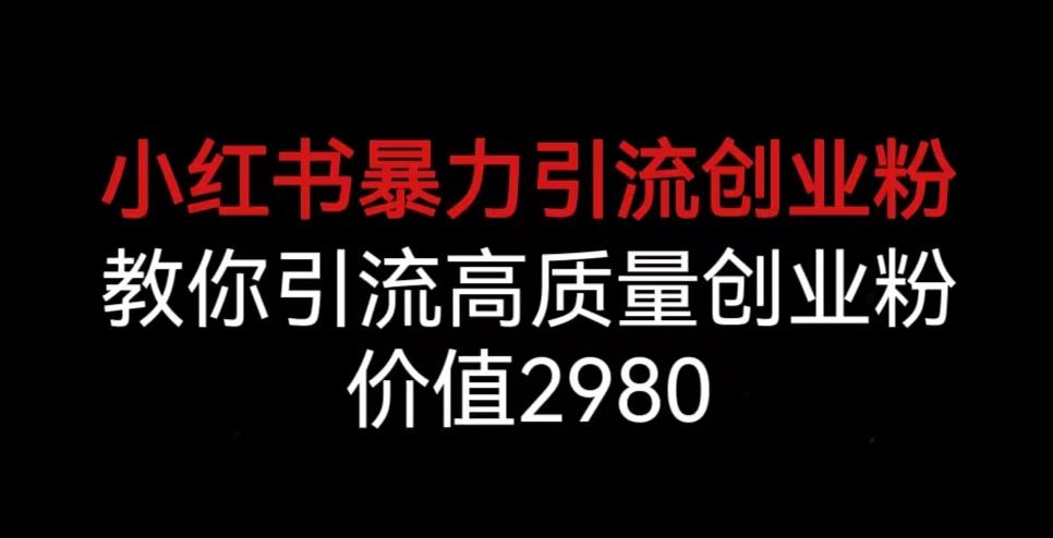 小红书暴力引流创业粉，教你引流高质量创业粉，价值2980【揭秘】-久久资源库