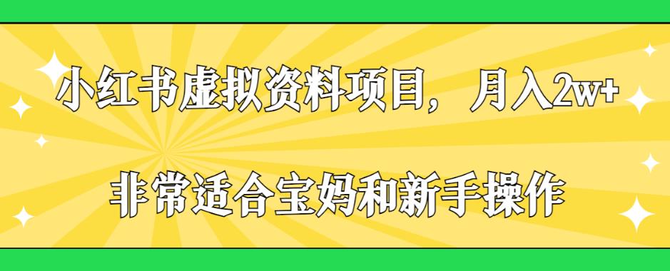 小红书虚拟资料项目，月入2w+，非常适合宝妈和新手操作【揭秘】-久久资源库