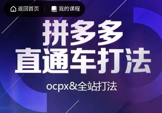 互力·拼多多直通车打法，ocpx&全站打法-久久资源库