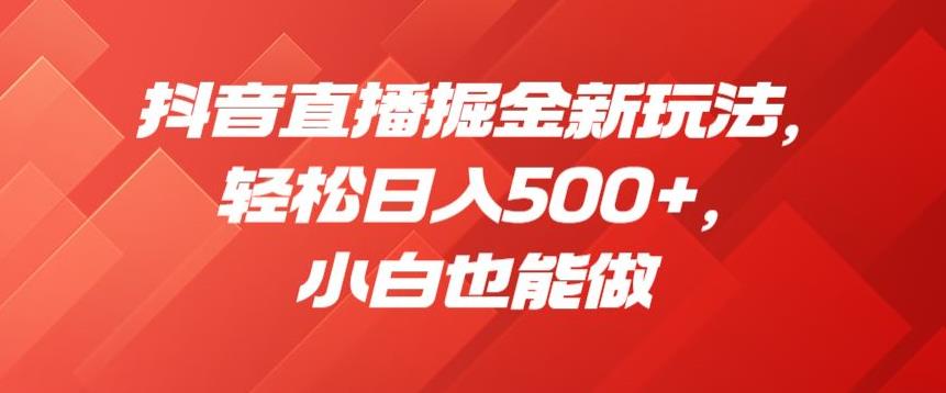 抖音直播掘金新玩法，轻松日入500+，小白也能做【揭秘】-久久资源库
