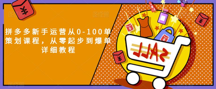 拼多多新手运营从0-100单策划课程，从零起步到爆单详细教程-久久资源库