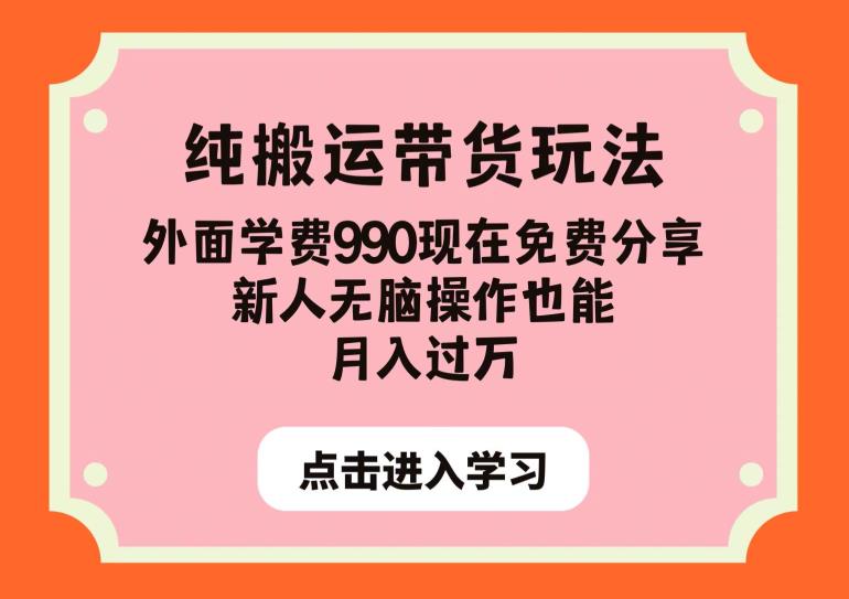 纯搬运带货玩法，外面学费990现在免费分享，新人无脑操作也能月入过万【揭秘】-久久资源库