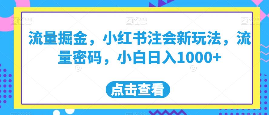 流量掘金，小红书注会新玩法，流量密码，小白日入1000+【揭秘】-久久资源库
