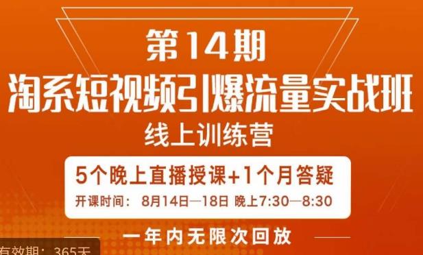 南掌柜·淘系短视频引爆流量实战班，​短视频是一个没有天花板的流量入口-久久资源库