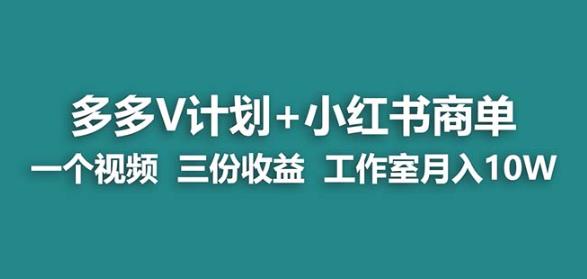【蓝海项目】多多v计划+小红书商单一个视频三份收益工作室月入10w-久久资源库