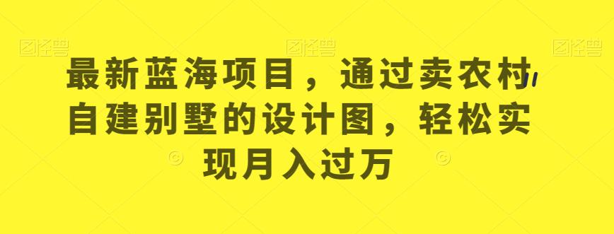 最新蓝海项目，通过卖农村自建别墅的设计图，轻松实现月入过万【揭秘】-久久资源库