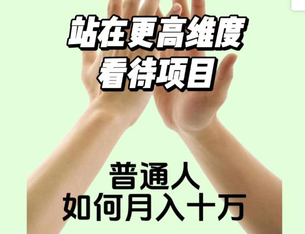 2023最火项目：站在更高维度看待项目，普通人如何月入十万【揭秘】-久久资源库