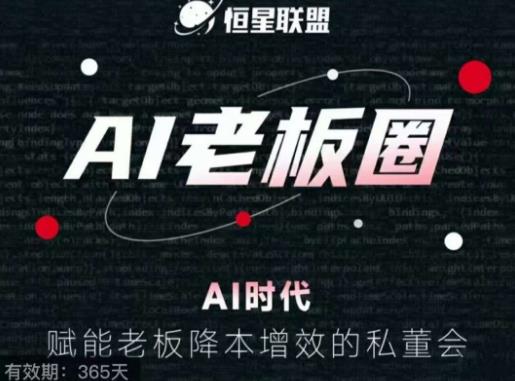 恒星联盟·AI老板圈，AI时代，赋能老板降本增效的私董会，帮你轻松掌握AI赋能-久久资源库