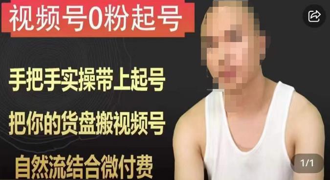 天诺老吴视频号0粉起号课程，手把手实操带上起号，把你的货盘搬视频号，自然流结合微付费-久久资源库