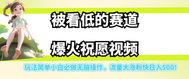 被看低的赛道爆火祝愿视频，玩法简单小白必做无脑操作，流量大涨粉快日入500-久久资源库