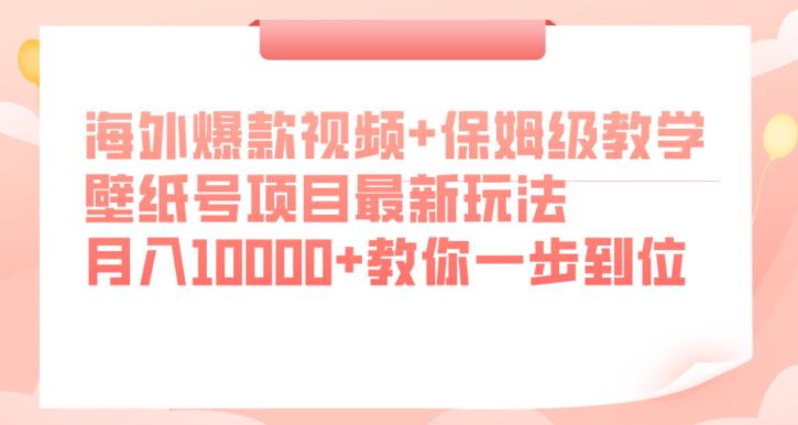 海外爆款视频+保姆级教学，壁纸号项目最新玩法，月入10000+教你一步到位【揭秘】-久久资源库