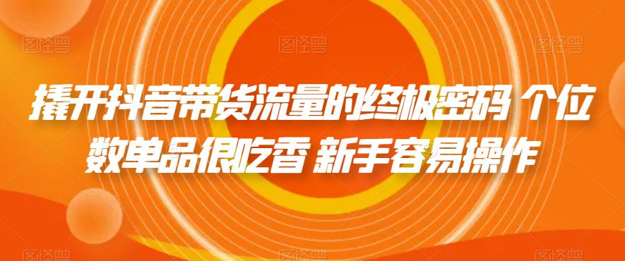 撬开抖音带货流量的终极密码 个位数单品很吃香 新手容易操作-久久资源库