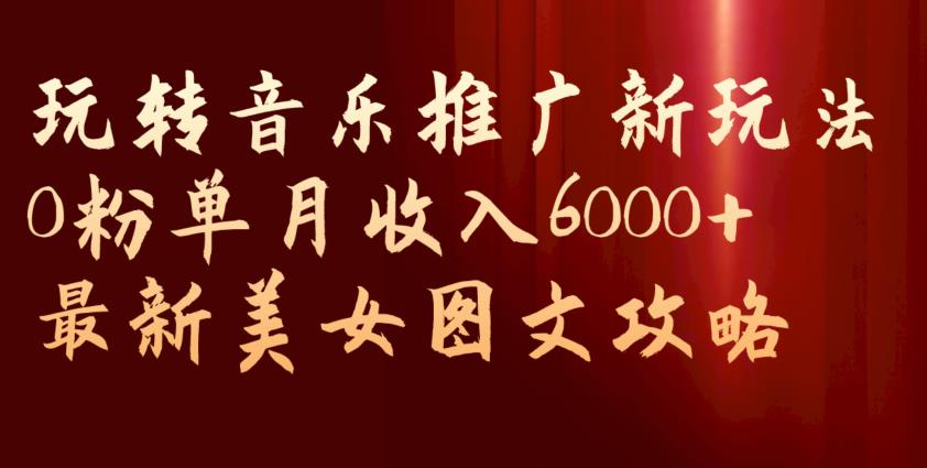 玩转音乐推广新玩法，0粉单月收入6000+，最新美女图文攻略【揭秘】-久久资源库