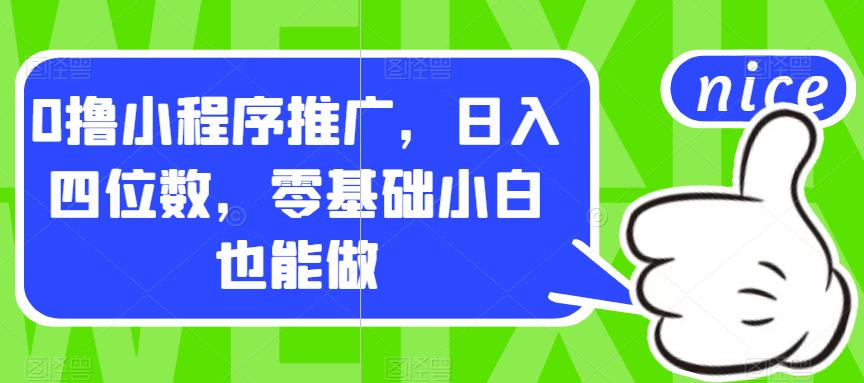 0撸小程序推广，日入四位数，零基础小白也能做【揭秘】-久久资源库