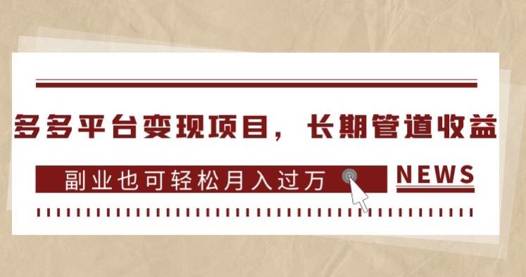 多多平台变现项目，长期管道收益，副业也可轻松月入过万-久久资源库