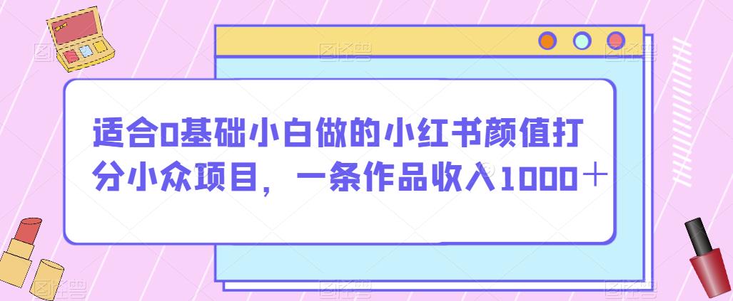 适合0基础小白做的小红书颜值打分小众项目，一条作品收入1000＋【揭秘】-久久资源库