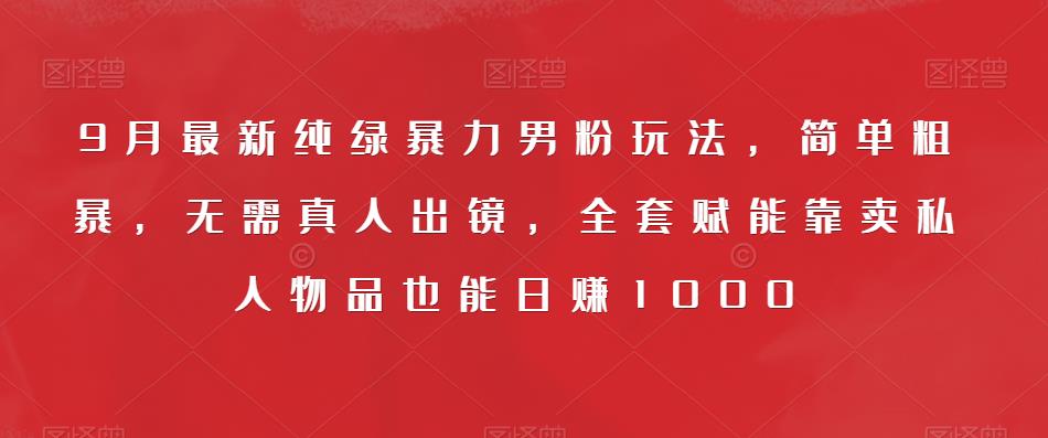 9月最新纯绿暴力男粉玩法，简单粗暴，无需真人出镜，全套赋能靠卖私人物品也能日赚1000-久久资源库