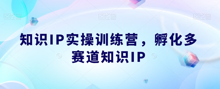 知识IP实操训练营，​孵化多赛道知识IP-久久资源库
