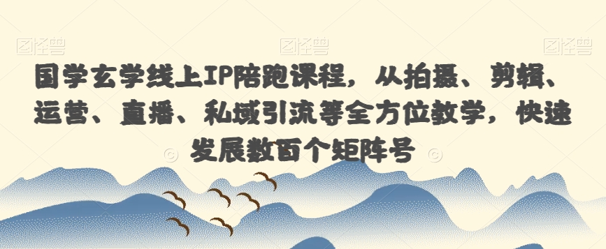 国学玄学线上IP陪跑课程，从拍摄、剪辑、运营、直播、私域引流等全方位教学，快速发展数百个矩阵号-久久资源库