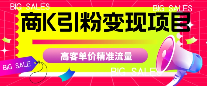 商K引粉变现项目，高客单价精准流量【揭秘】-久久资源库